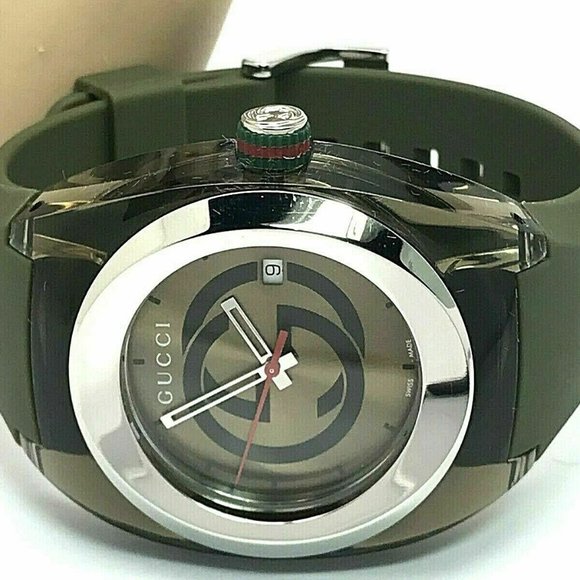 GUCCI SYNC YA137106 Green Rubber Band Men's Watch - Picture 7 of 12